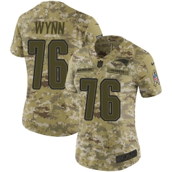 Nike Patriots #76 Isaiah Wynn Camo Women Stitched NFL Limited 2018 Salute to Service Jersey