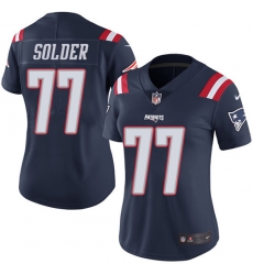 Nike Patriots #77 Nate Solder Navy Blue Womens Stitched NFL Limited Rush Jersey