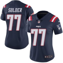 Nike Patriots #77 Nate Solder Navy Blue Womens Stitched NFL Limited Rush Jersey
