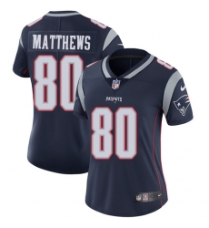 Nike Patriots #80 Jordan Matthews Navy Blue Team Color Womens Stitched NFL Vapor Untouchable Limited Jersey