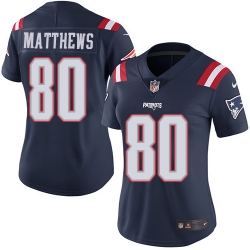 Nike Patriots #80 Jordan Matthews Navy Blue Womens Stitched NFL Limited Rush Jersey