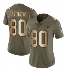 Nike Patriots #80 Jordan Matthews Olive Gold Womens Stitched NFL Limited 2017 Salute to Service Jersey