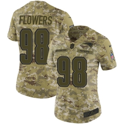 Nike Patriots #98 Trey Flowers Camo Women Stitched NFL Limited 2018 Salute to Service Jersey