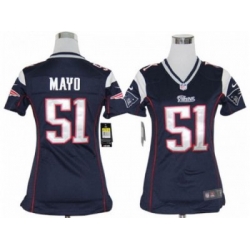 Nike Women nfl New England Patriots #51 Jerod Mayo Blue jerseys