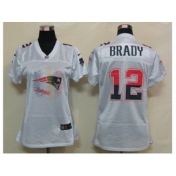 Nike Womens New England Patriots #12 Brady White Jerseys