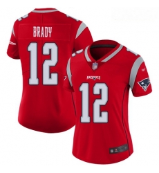 Patriots #12 Tom Brady Red Women Stitched Football Limited Inverted Legend Jersey