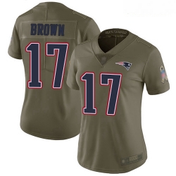 Patriots #17 Antonio Brown Olive Women Stitched Football Limited 2017 Salute to Service Jersey