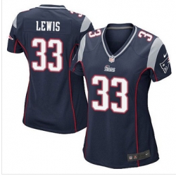 Women New Patriots #33 Dion Lewis Navy Blue Team Color Stitched NFL Elite Jersey