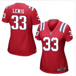 Women New Patriots #33 Dion Lewis Red Alternate Stitched NFL Elite Jersey