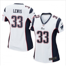 Women New Patriots #33 Dion Lewis White Stitched NFL Elite Jersey