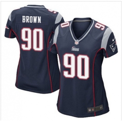 Women New Patriots #90 Malcom Brown Navy Blue Team Color Stitched NFL Elite Jersey