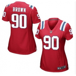 Women New Patriots #90 Malcom Brown Red Alternate Stitched NFL Elite Jersey
