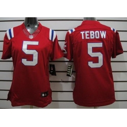 Women Nike New England Patriots 5 Tim Tebow Red LIMITED NFL Jerseys