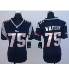 Women Nike New England Patriots 75 Vince Wilfork Blue NFL Jerseys