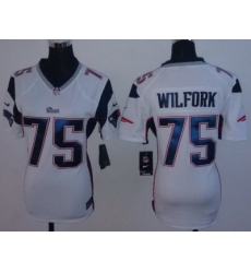 Women Nike New England Patriots 75 Vince Wilfork White NFL Jerseys
