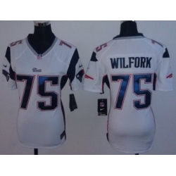 Women Nike New England Patriots 75 Vince Wilfork White NFL Jerseys
