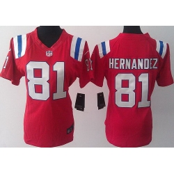 Women Nike New England Patriots 81 Hernandez Red LIMITED Jerseys