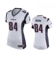 Women Nike New England Patriots 84 Antonio Brown White Limited Jersey