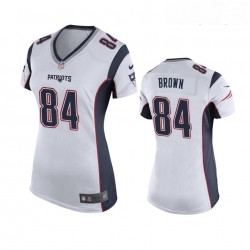 Women Nike New England Patriots 84 Antonio Brown White Limited Jersey