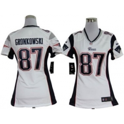Women Nike New England Patriots 87 Gronkowski White Jersey