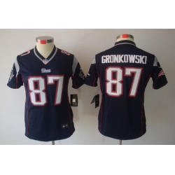 Women Nike New England Patriots 87 Rob Gronkowski Blue[Women Limited Jerseys]