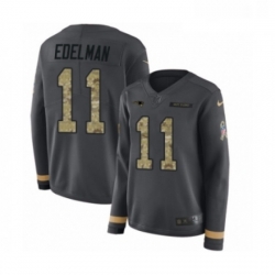 Womens Nike New England Patriots 11 Julian Edelman Limited Black Salute to Service Therma Long Sleeve NFL Jersey