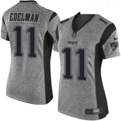 Womens Nike New England Patriots 11 Julian Edelman Limited Gray Gridiron NFL Jersey