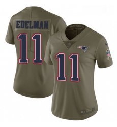 Womens Nike New England Patriots 11 Julian Edelman Limited Olive 2017 Salute to Service NFL Jersey