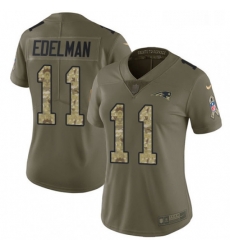 Womens Nike New England Patriots 11 Julian Edelman Limited OliveCamo 2017 Salute to Service NFL Jersey