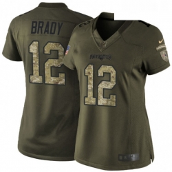 Womens Nike New England Patriots 12 Tom Brady Elite Green Salute to Service NFL Jersey