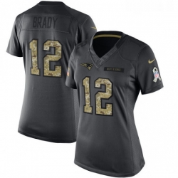 Womens Nike New England Patriots 12 Tom Brady Limited Black 2016 Salute to Service NFL Jersey