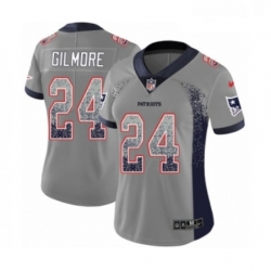 Womens Nike New England Patriots 24 Stephon Gilmore Limited Navy Blue Therma Long Sleeve NFL Jersey