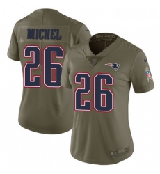 Womens Nike New England Patriots 26 Sony Michel Limited Olive 2017 Salute to Service NFL Jersey
