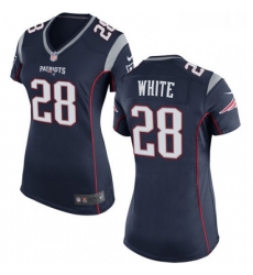 Womens Nike New England Patriots 28 James White Game Navy Blue Team Color NFL Jersey