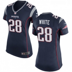 Womens Nike New England Patriots 28 James White Game Navy Blue Team Color NFL Jersey