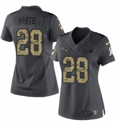 Womens Nike New England Patriots 28 James White Limited Black 2016 Salute to Service NFL Jersey