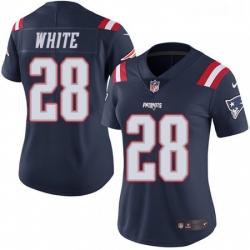 Womens Nike New England Patriots 28 James White Limited Navy Blue Rush Vapor Untouchable NFL Jersey