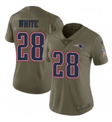 Womens Nike New England Patriots 28 James White Limited Olive 2017 Salute to Service NFL Jersey