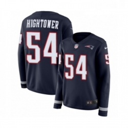Womens Nike New England Patriots 54 Donta Hightower Limited Navy Blue Therma Long Sleeve NFL Jersey