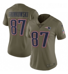Womens Nike New England Patriots 87 Rob Gronkowski Limited Olive 2017 Salute to Service NFL Jersey