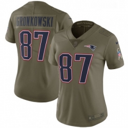 Womens Nike New England Patriots 87 Rob Gronkowski Limited Olive 2017 Salute to Service NFL Jersey