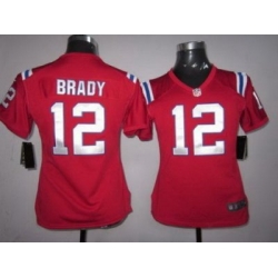 Nike Youth New England Patriots #12 Brady Red Jersey