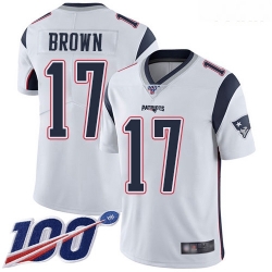 Patriots #17 Antonio Brown White Youth Stitched Football 100th Season Vapor Limited Jersey