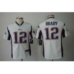 Youth Nike New England Patriots 12# Brady White Color[Youth Limited Jerseys]