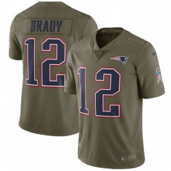 Youth Nike New England Patriots 12 Tom Brady Limited Olive 2017 Salute to Service NFL Jersey