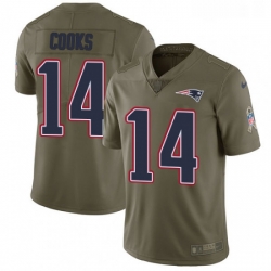Youth Nike New England Patriots 14 Brandin Cooks Limited Olive 2017 Salute to Service NFL Jersey