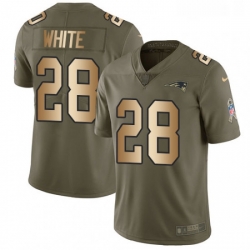 Youth Nike New England Patriots 28 James White Limited OliveGold 2017 Salute to Service NFL Jersey