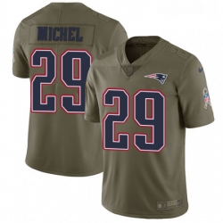Youth Nike New England Patriots 29 Sony Michel Limited Olive 2017 Salute to Service NFL Jersey