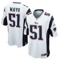 Youth Nike New England Patriots 51# Jerod Mayo White Color Jersey(S-XL)