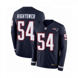 Youth Nike New England Patriots 54 Donta Hightower Limited Navy Blue Therma Long Sleeve NFL Jersey